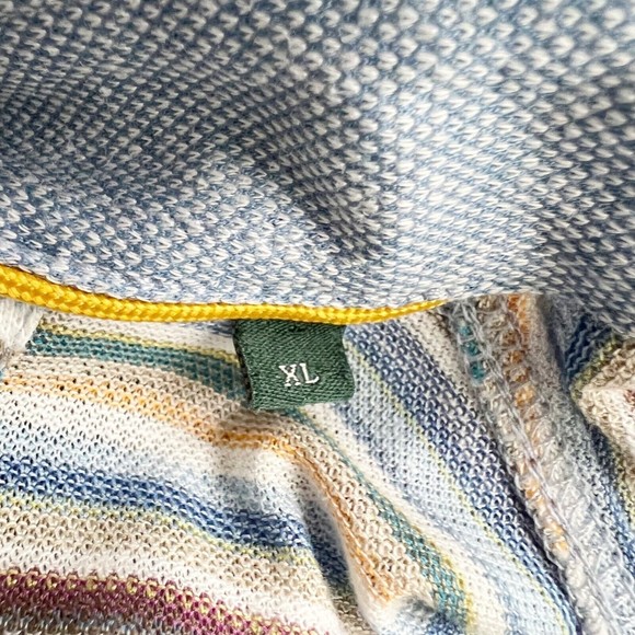 ROBERT TALBOTT Men's Polo Shirt Multi Color Stripes Cotton/Linen Lightweight XL - Picture 7 of 9